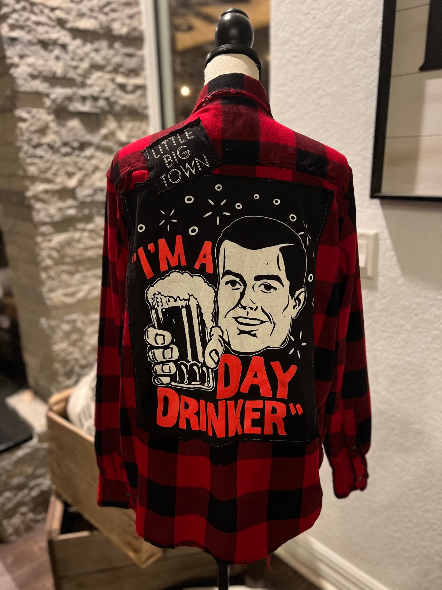 Upcycled Distressed Flannel Day Drinker