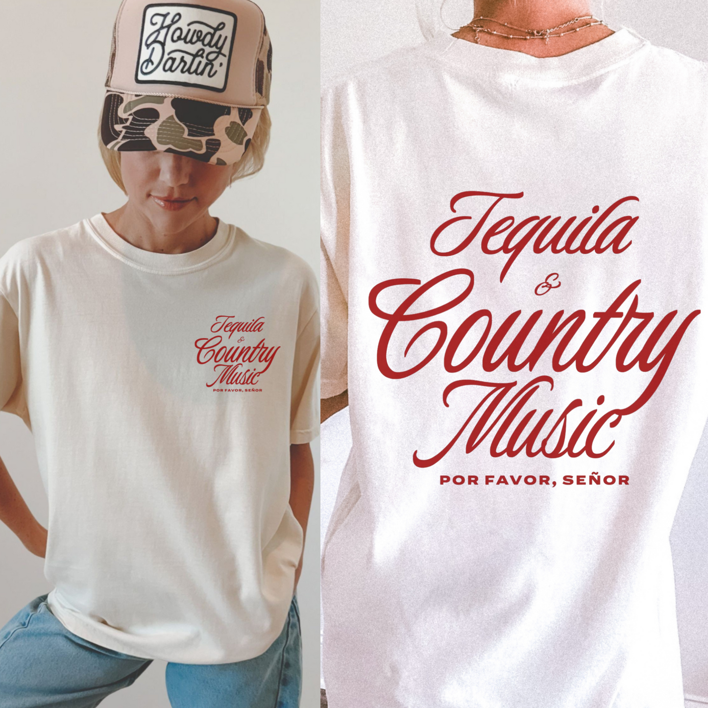 Tequila & Country Music Graphic Tee – Western Cowgirl T-Shirt