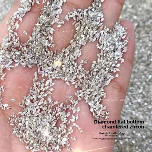 1061 Mini 1.5 * 3 rhombus zircon nail diamond, small flat bottom micro zirconium horse eye nail jewelry for press on nails