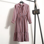 Long Sleeve Floral Print Chiffon Dress - Medium Lace Up Slim Fit Women's Dress