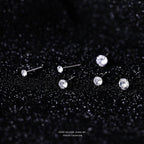 S999 Dazzling Minimalist CZ Stud Earrings, 2-8MM Cubic Zirconia Hypoallergenic Pure Sterling Silver Tiny Earrings for Sensitive Ears Daily