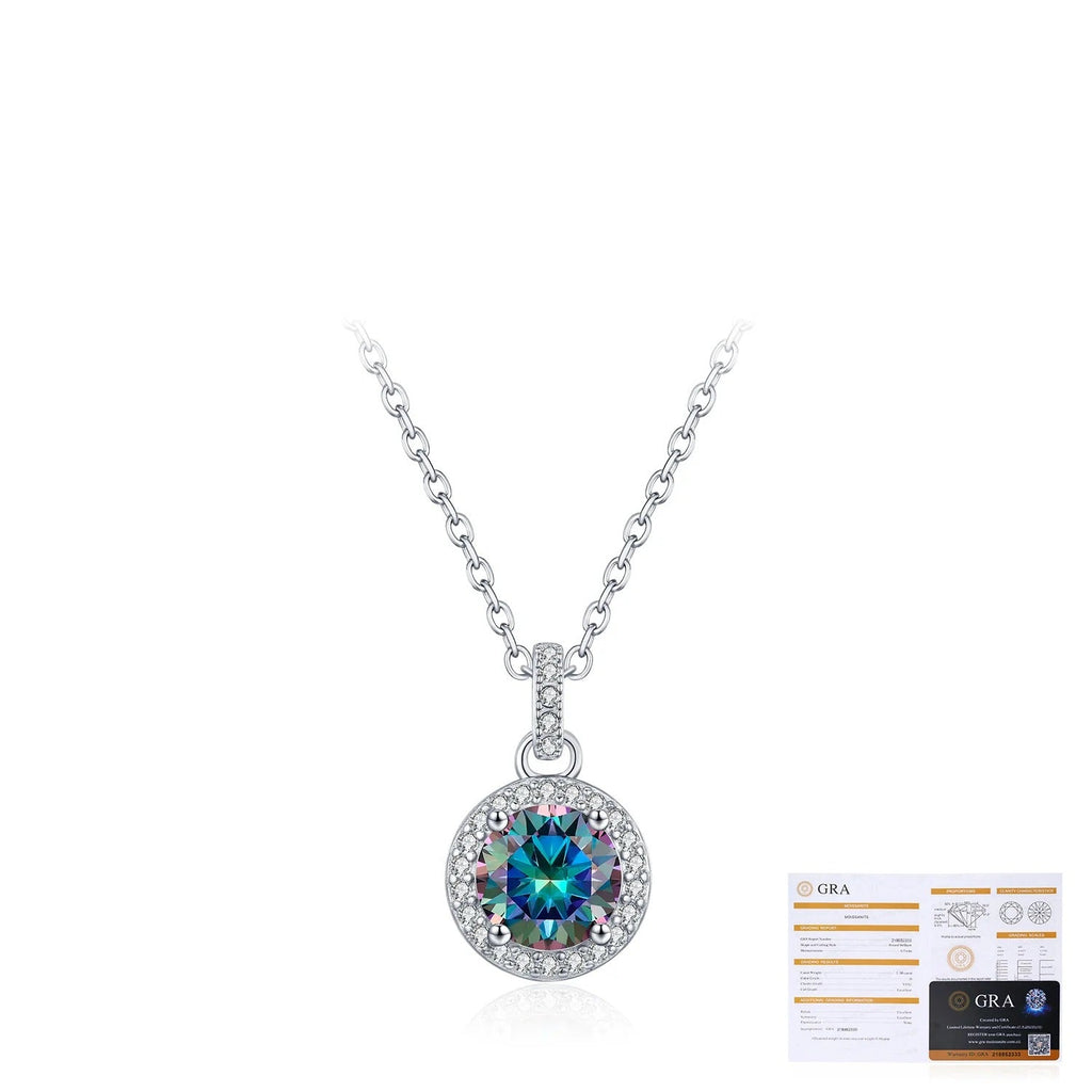 Geometric Rainbow D-Color VVS1 Moissanite Pendant Necklace in Sterling Silver