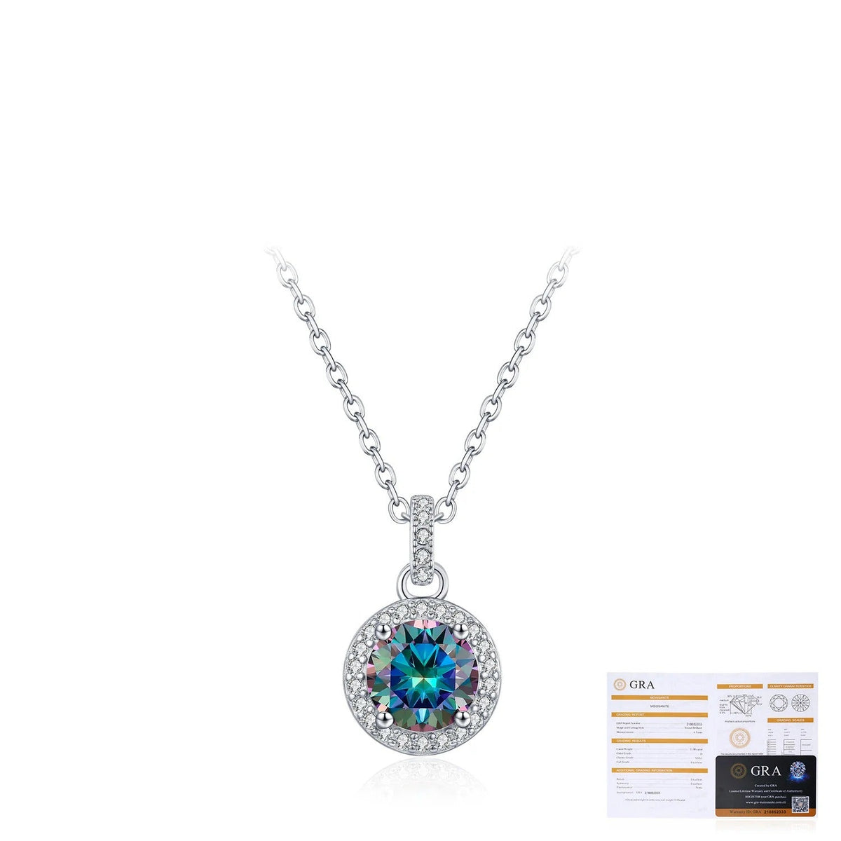 Geometric Rainbow D-Color VVS1 Moissanite Pendant Necklace in Sterling Silver