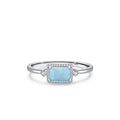 Stacking Geometric Opal Stud Earrings & Sterling Silver Ring Set in Modern Minimalist Design