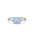 Stacking Geometric Opal Stud Earrings & Sterling Silver Ring Set in Modern Minimalist Design