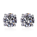 S925 Multicolor Moissanite 4-Prong Stud Earrings, 10 Color 0.5-3ct D-Grade VVS Certificate, Unisex Hypoallergenic Sterling Silver Gift