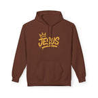 Jesus Crown Hoodie — Gold Script Inspirational Pullover