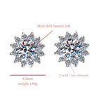 S925 Moissanite/CZ Sunflower Halo Stud Earrings, 0.5ct D-Grade VVS Certificate, Hypoallergenic Sterling Silver Jewelry Gift
