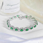 Colorful CZ Halo Tennis Bracelet, Multicolor Gemstone Bridal Jewelry, Unique Pattern Gift for Her, Cubic Zirconia Bridesmaid Bracelet