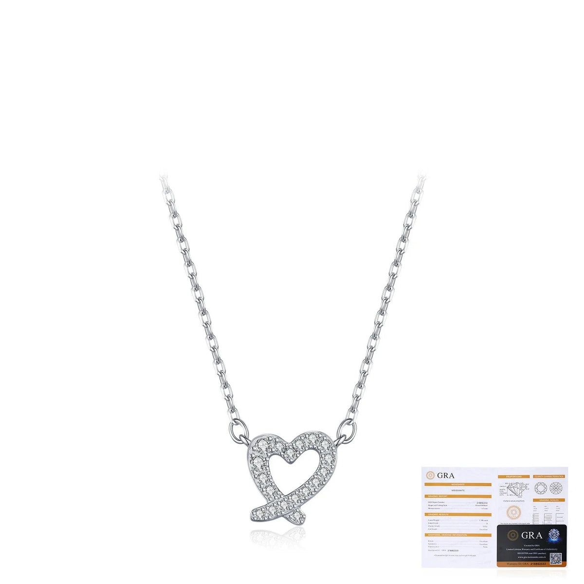 Irregular Heart Pendant Necklace in Sterling Silver with D-Color VVS1 Moissanite Accent