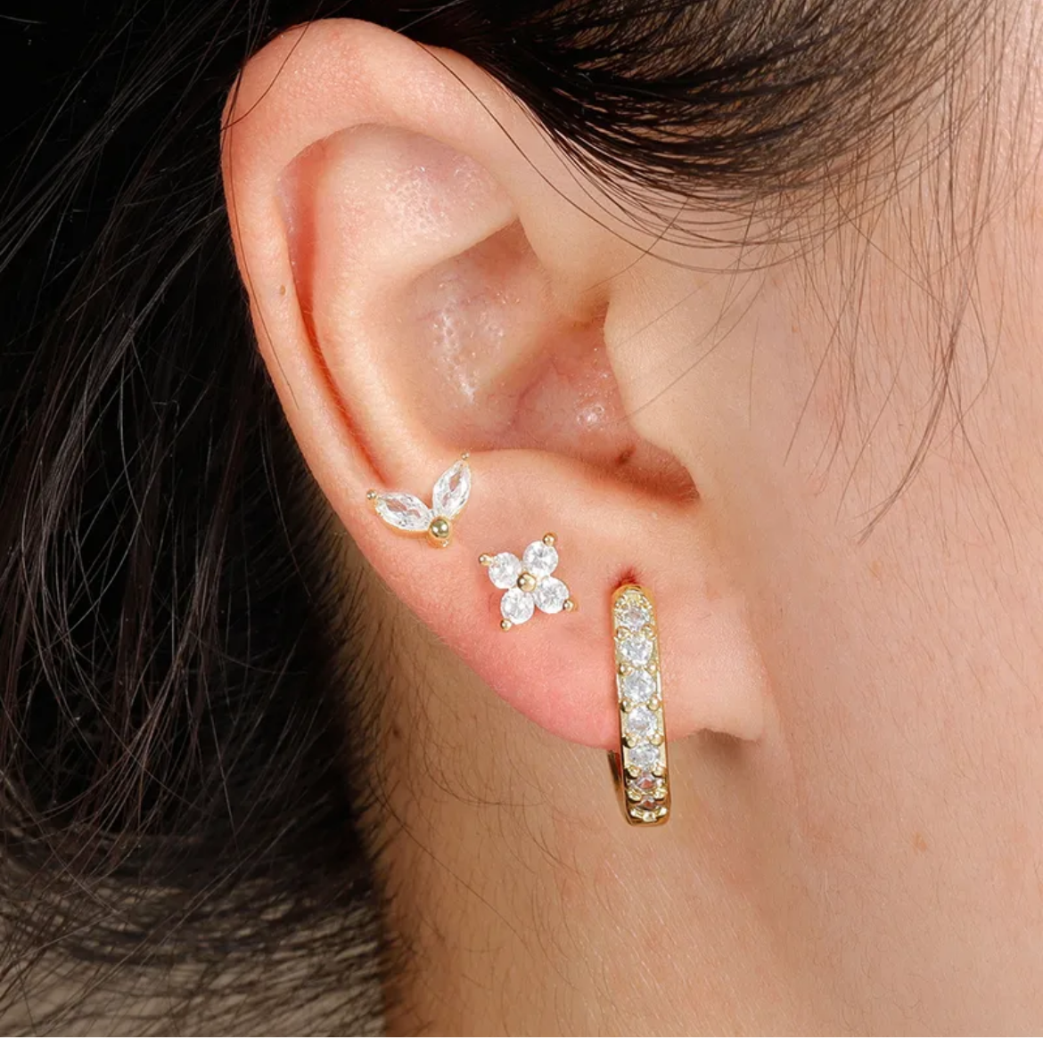 Diamond Earring Set of 3
