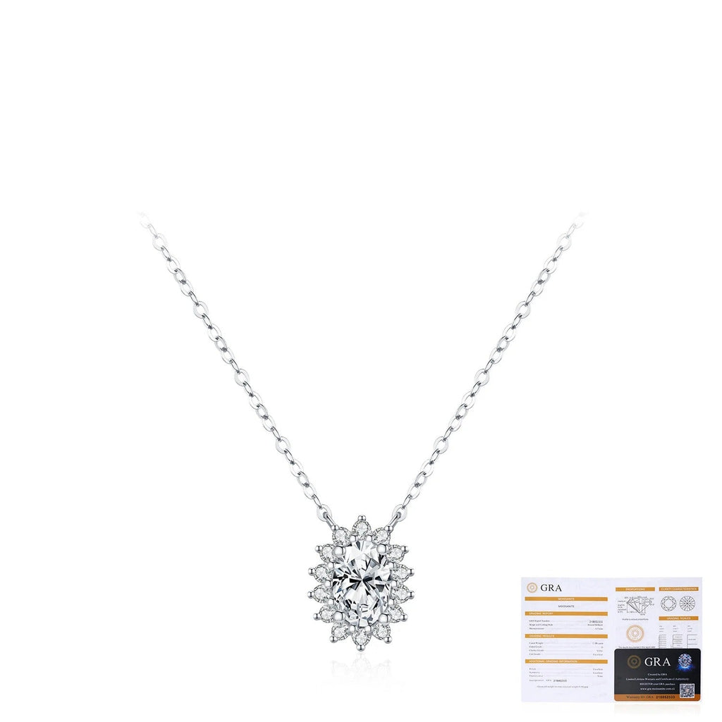 Floral D-Color VVS1 Moissanite Pendant Necklace in Sterling Silver – Delicate Clavicle Chain for Everyday Elegance
