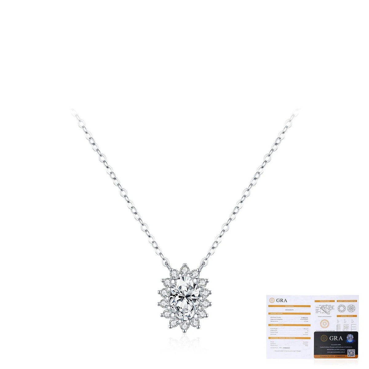 Floral D-Color VVS1 Moissanite Pendant Necklace in Sterling Silver – Delicate Clavicle Chain for Everyday Elegance