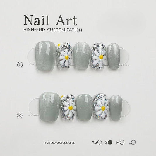 1044- Handmade press on nails fake nails removable Handmade Drawing Nails