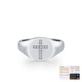 Geometric Cross Signet Engagement Ring in Sterling Silver with D-Color VVS1 Moissanite Accents