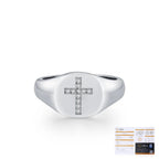 Geometric Cross Signet Engagement Ring in Sterling Silver with D-Color VVS1 Moissanite Accents