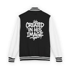 Created In His Image Varsity Jacket — White Edition Inspirational Letterman