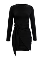 Round Neck Long Sleeve Bodycon Dress