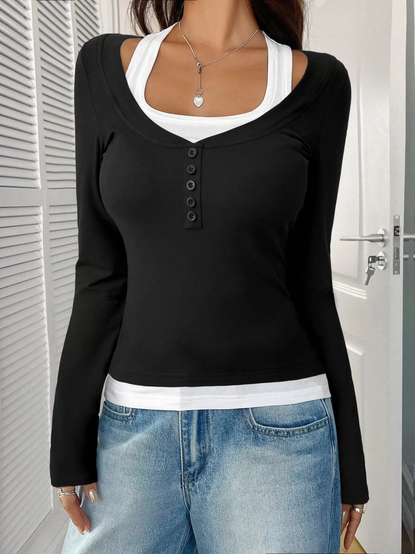 Scoop Neck Womens Long Sleeve T Shirt