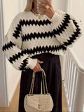 Striped Round Neck Dropped Shoulder Sweater