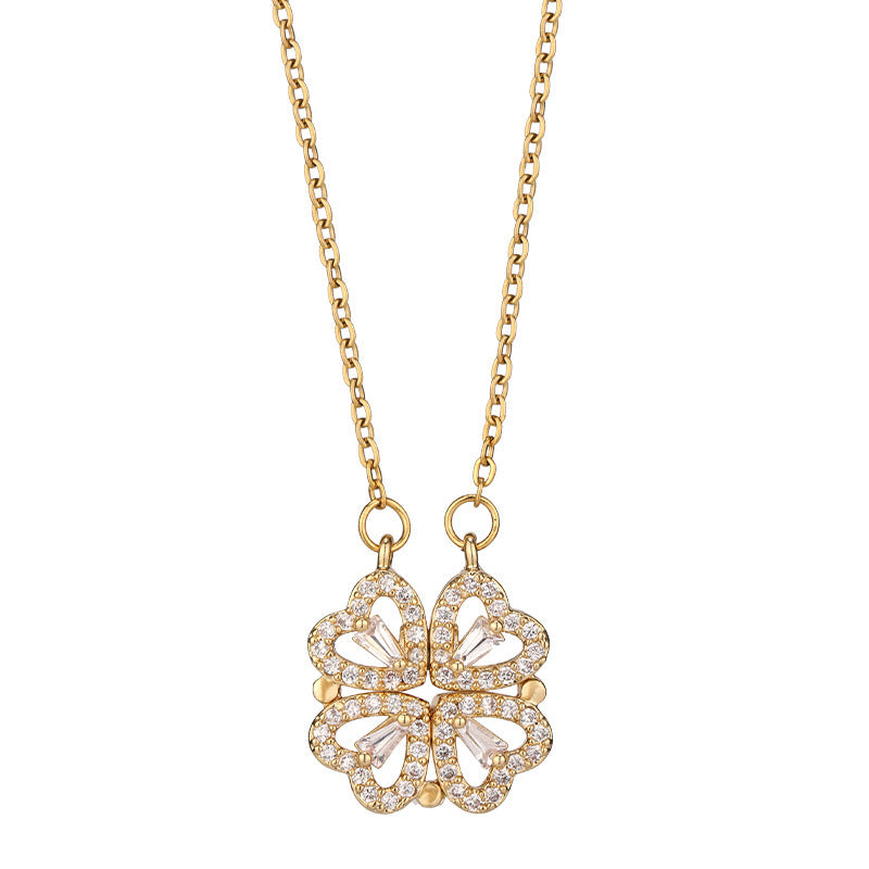 Four-Leaf Clover Hearts Necklace