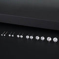 S999 Dazzling Minimalist CZ Stud Earrings, 2-8MM Cubic Zirconia Hypoallergenic Pure Sterling Silver Tiny Earrings for Sensitive Ears Daily