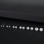 S999 Dazzling Minimalist CZ Stud Earrings, 2-8MM Cubic Zirconia Hypoallergenic Pure Sterling Silver Tiny Earrings for Sensitive Ears Daily