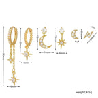 6 Pieces Dainty Glam Earring Set, 18k Gold Hoops, S925 Needle, Stacked Lobe Designs with Dazzling Zirconia