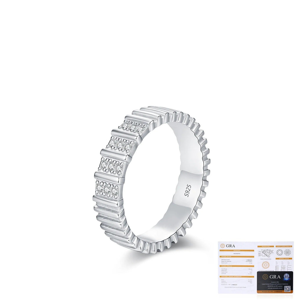 Stackable D-Color VVS1 Moissanite-Embellished Sterling Silver Engagement Ring for Women and Men