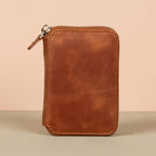 Premium Leather Zipper Wallet - Warm Brown - Anniston