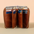 Premium Leather Zipper Wallet - Warm Brown - Anniston