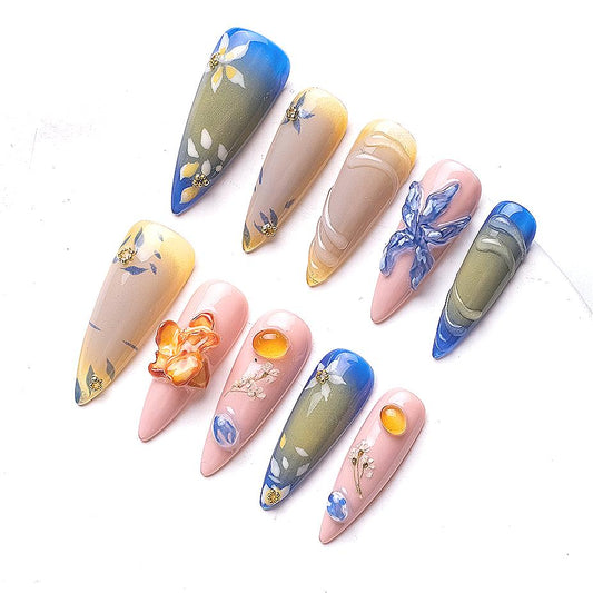 1069 Handmade Nail Wear Nail Art Reusable Press on Nails False Nails