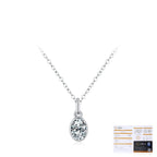 Geometric Oval D-Color VVS1 Moissanite Pendant Necklace in Sterling Silver – Delicate Clavicle Chain