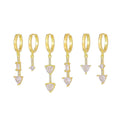 6 Pieces Geometric Prism Drops Earring Set, 18k Gold Hoop with Drops, S925 Needle, Stacked Lobe Designs with Dazzling Zirconia