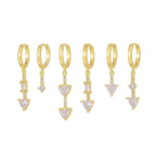 6 Pieces Geometric Prism Drops Earring Set, 18k Gold Hoop with Drops, S925 Needle, Stacked Lobe Designs with Dazzling Zirconia