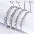 Hip Hop Iced Out Tennis Chain Bracelet, 18K Gold & White Gold Plated, 3–6mm CZ Iced Out Bling Jewelry