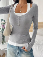 Scoop Neck Womens Long Sleeve T Shirt