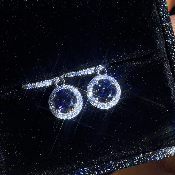 S925 Rainbow Green Moissanite/CZ Round Halo Drop Earrings, 1ct D-Grade VVS Certificate, Hypoallergenic Sterling Silver Gift