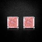 Multicolor Ice Flower Cut Square CZ Stud Earrings, 7*7mm 5A Cubic Zirconia, Dainty Luxe