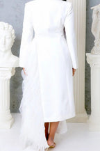 White Side Tulle Detail Dress Jacket