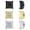 Stainless Steel Magnetic Iced Out CZ Square Stud Earrings for Men Women,  9 Mini Cubic Zirconia Inlaid Magnetic Earrings Non-Piercing Clip On Stud Earring