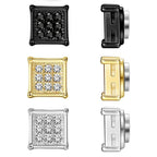 Stainless Steel Magnetic Iced Out CZ Square Stud Earrings for Men Women,  9 Mini Cubic Zirconia Inlaid Magnetic Earrings Non-Piercing Clip On Stud Earring