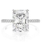Stunning Radiant Cut CZ Ring, Cubic Zirconia with Pave Band, White Gold Plated Dainty Ring Jewelry for Part Men Women
