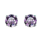S925 Multicolor Moissanite 4-Prong Stud Earrings, 10 Color 0.5-3ct D-Grade VVS Certificate, Unisex Hypoallergenic Sterling Silver Gift