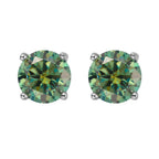 S925 Multicolor Moissanite 4-Prong Stud Earrings, 10 Color 0.5-3ct D-Grade VVS Certificate, Unisex Hypoallergenic Sterling Silver Gift