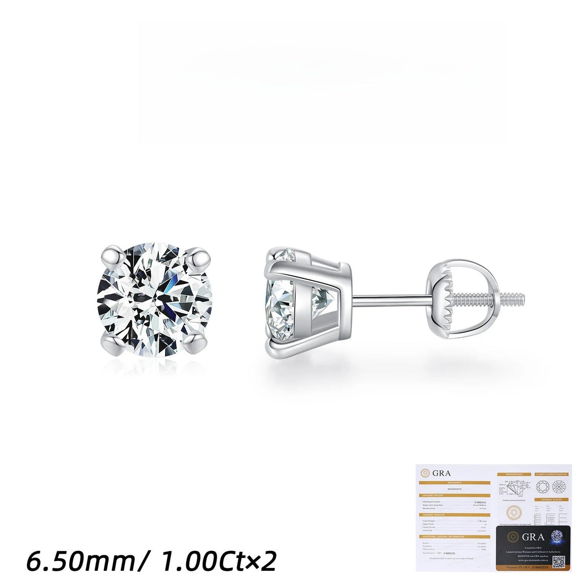 Round D-Color VVS1 Moissanite Stud Earrings in Sterling Silver – Minimalist Geometric Design