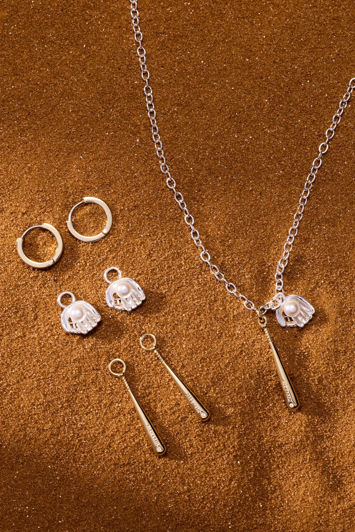 Baseball Duo Charm Pendant Necklace
