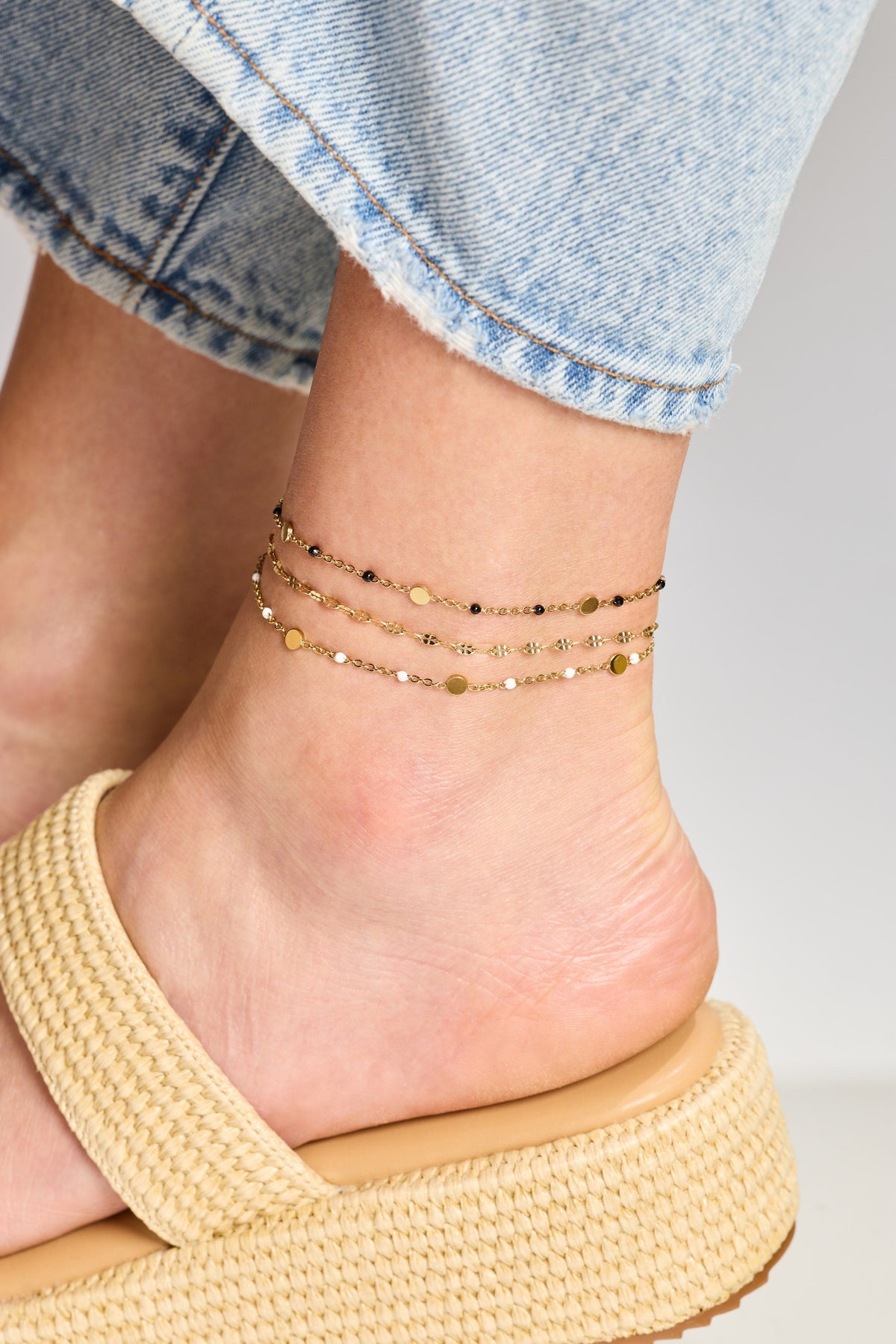 Multi Faceted Chain Anklet