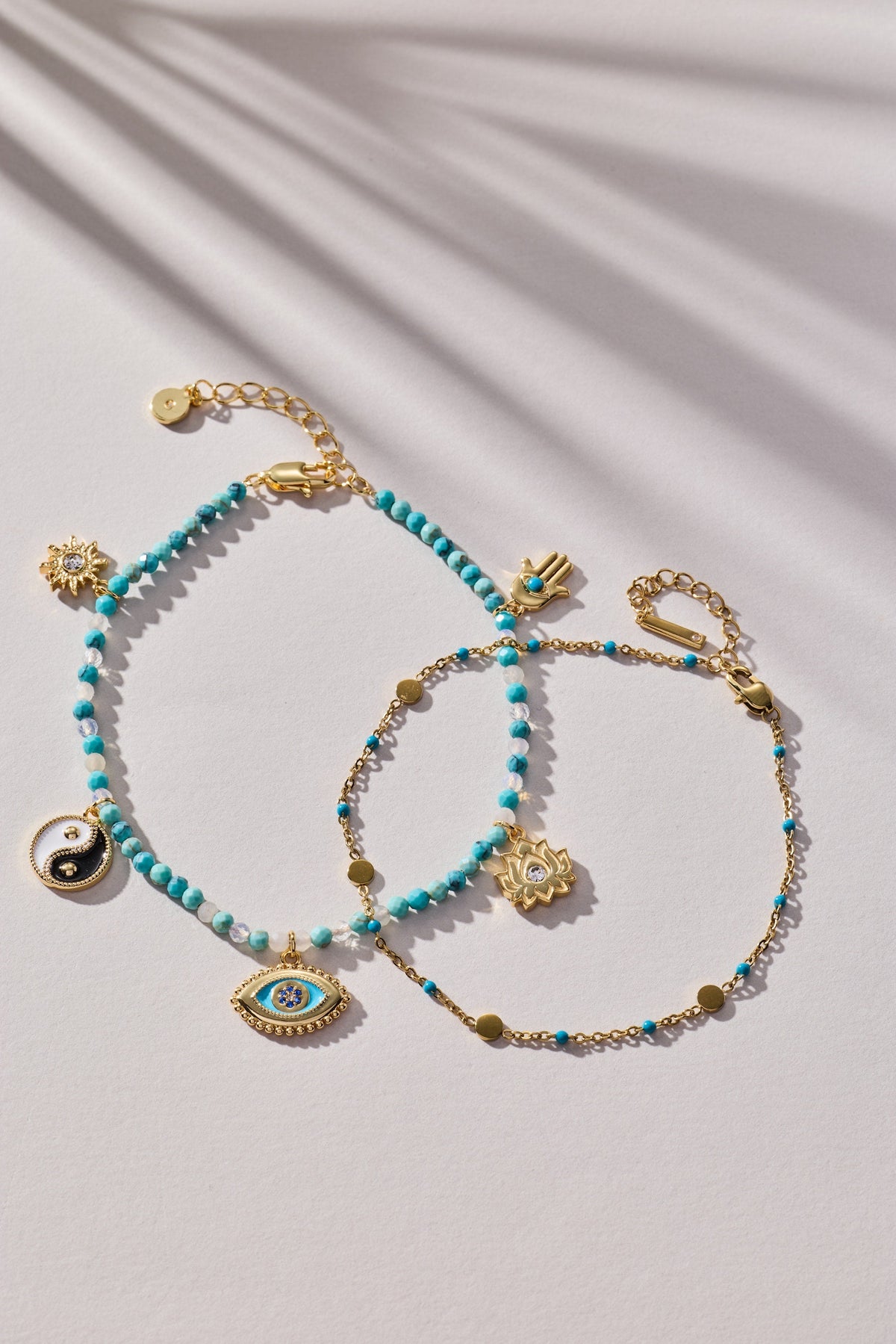 Turquoise Enameled Chain Coin Station Anklet