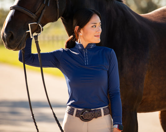 Navy Longsleeve 1/2 Zip crystals